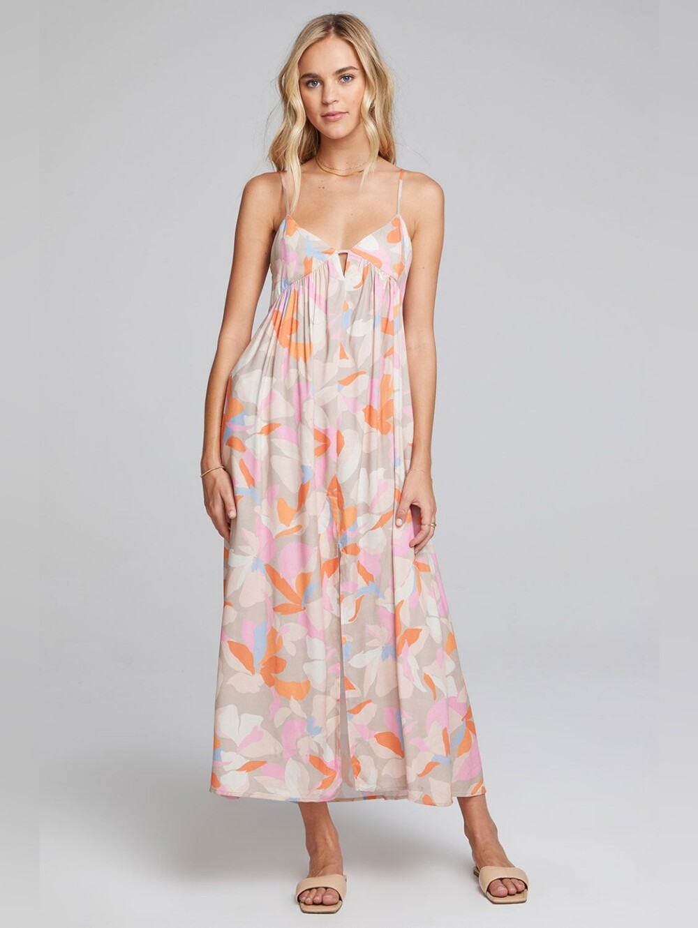 Saltwater Luxe Paule Spaghetti Strap Maxi Dress Multicolor Floral Print Medium